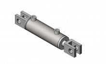Doppelwirkender Hydraulikzylinder F01 mit beidseitigem Gabelkopf – Fecht Hydraulik