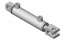 Doppelwirkender Hydraulikzylinder F13 mit Festauge und Gabelkopf – Fecht Hydraulik